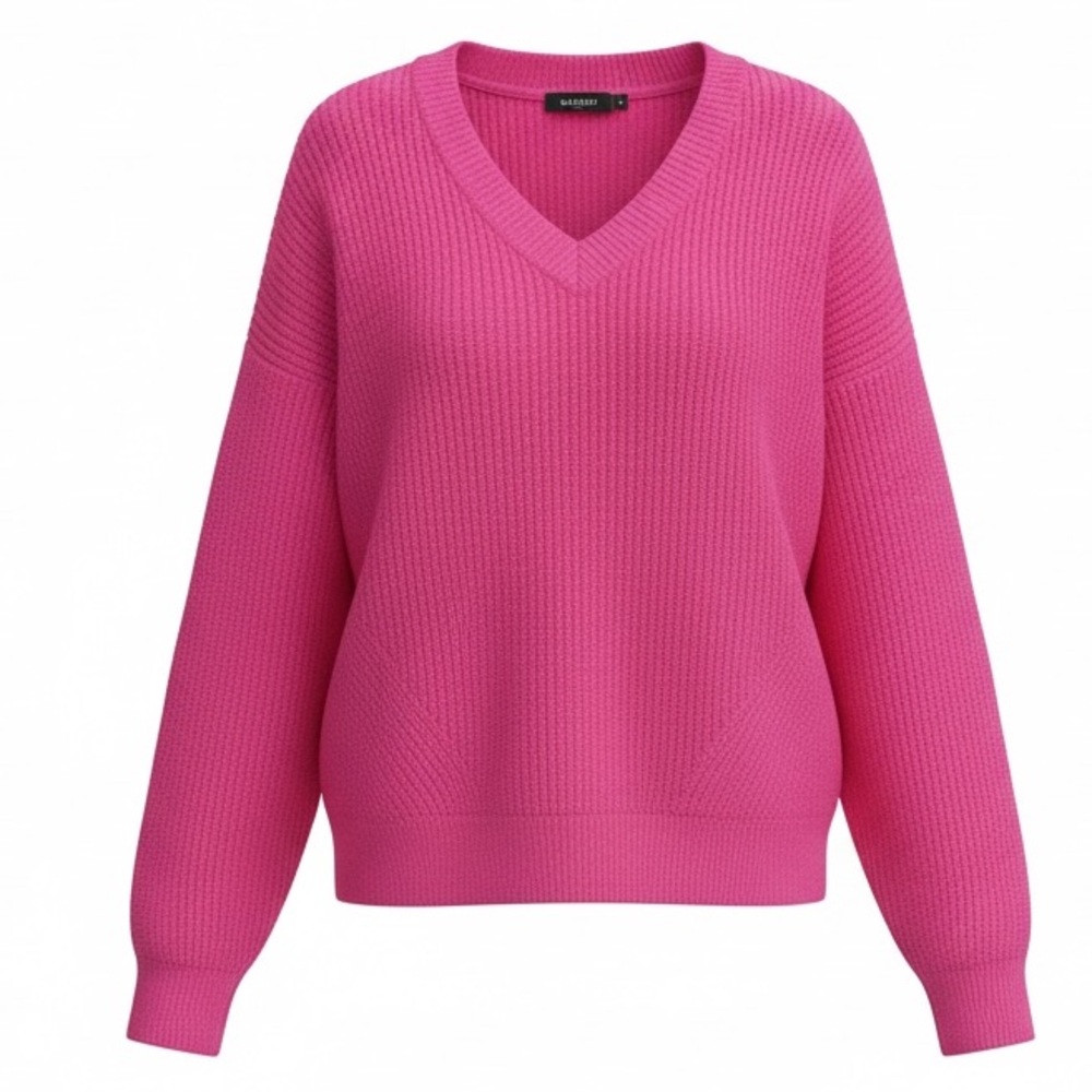 Scoop NYC Fuchsia V-Neck Sweater
